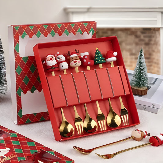 Christmas golden silverware (3 pairs)