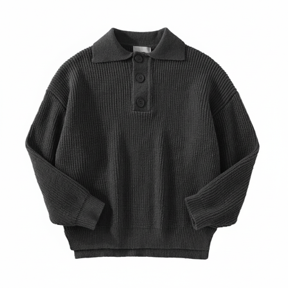 Chunky Rib Button Polo Sweater