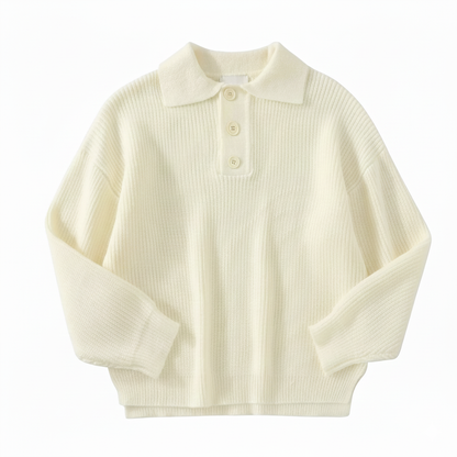 Chunky Rib Button Polo Sweater