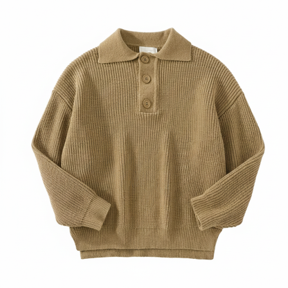 Chunky Rib Button Polo Sweater