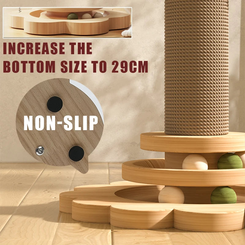 Pet Cat Toy Solid Wood Cat Turntable Funny Cat Scrapers Tower Durable Sisal Scratching Board Tree cat Grab Post Cat Supplies