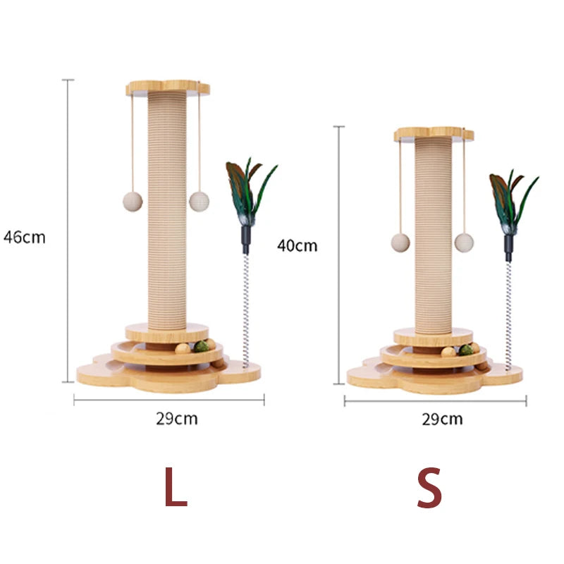 Pet Cat Toy Solid Wood Cat Turntable Funny Cat Scrapers Tower Durable Sisal Scratching Board Tree cat Grab Post Cat Supplies