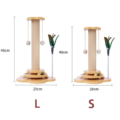 Pet Cat Toy Solid Wood Cat Turntable Funny Cat Scrapers Tower Durable Sisal Scratching Board Tree cat Grab Post Cat Supplies