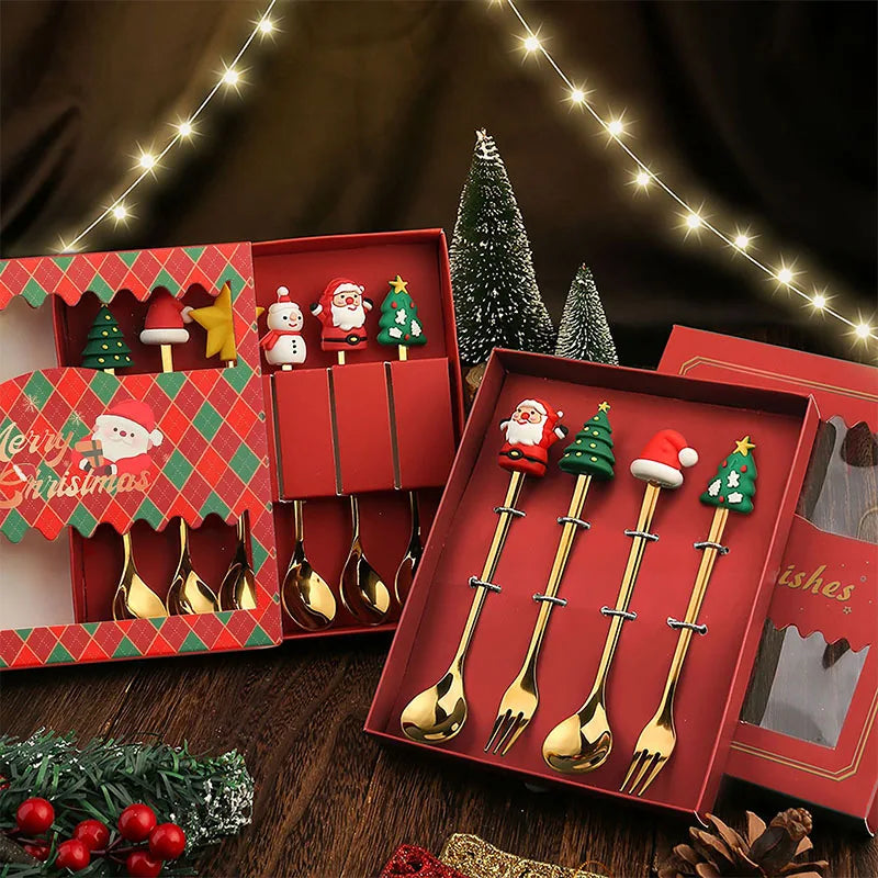 Christmas golden silverware (3 pairs)